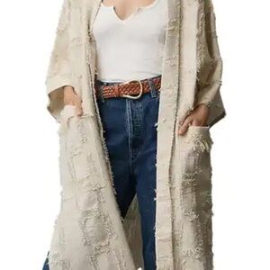 Pilcro Cream Textured Knit Cardigan